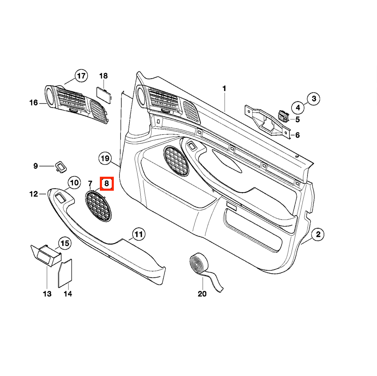 BMW Lautsprecherabdeckung Türverkleidung vorne E38 E39 NEU – Ansicht 4