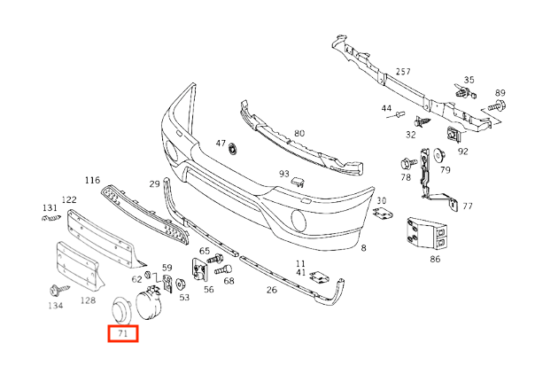 Mercedes-Benz W163 Vorne Rechts Nebel Lampe Abdeckung li. od. re. – A1638850981 – Ansicht 3