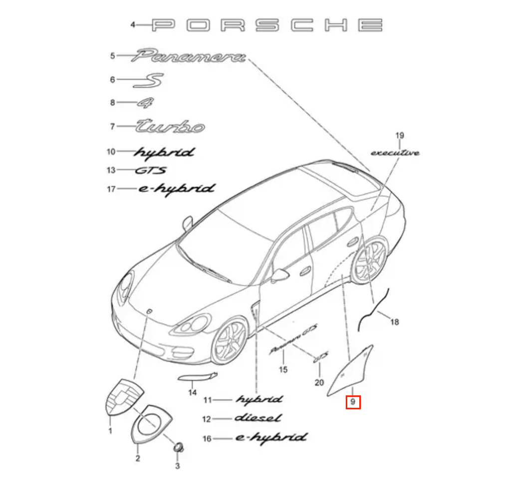 Porsche PPF-Schutzfolie Kotflügel hinten 2er-Satz Panamera 971 NEU – Ansicht 3