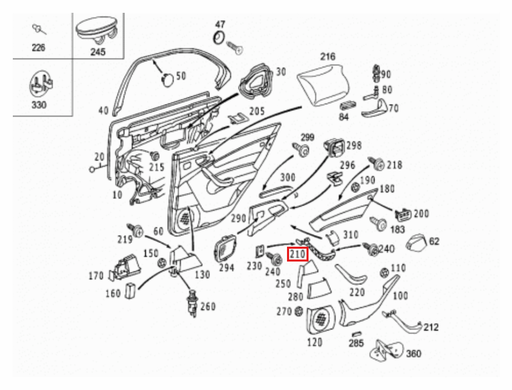 Mercedes-Benz Türzuziehgriff innen hinten W220 NEU – A2208100954 – Ansicht 4