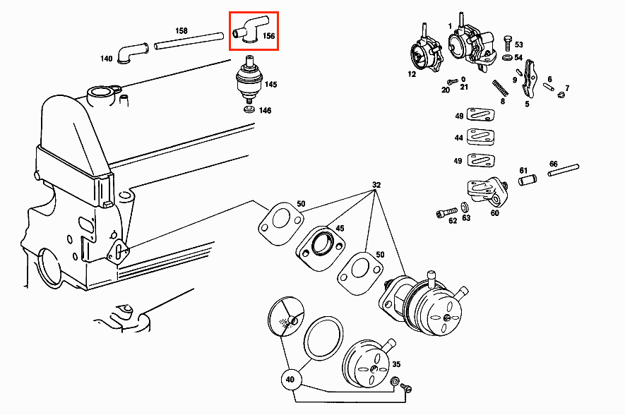 Mercedes-Benz W115 W123 G-Klasse Separator Mold Schlauch Valve Pants Connection – A1150160081 – Ansicht 3