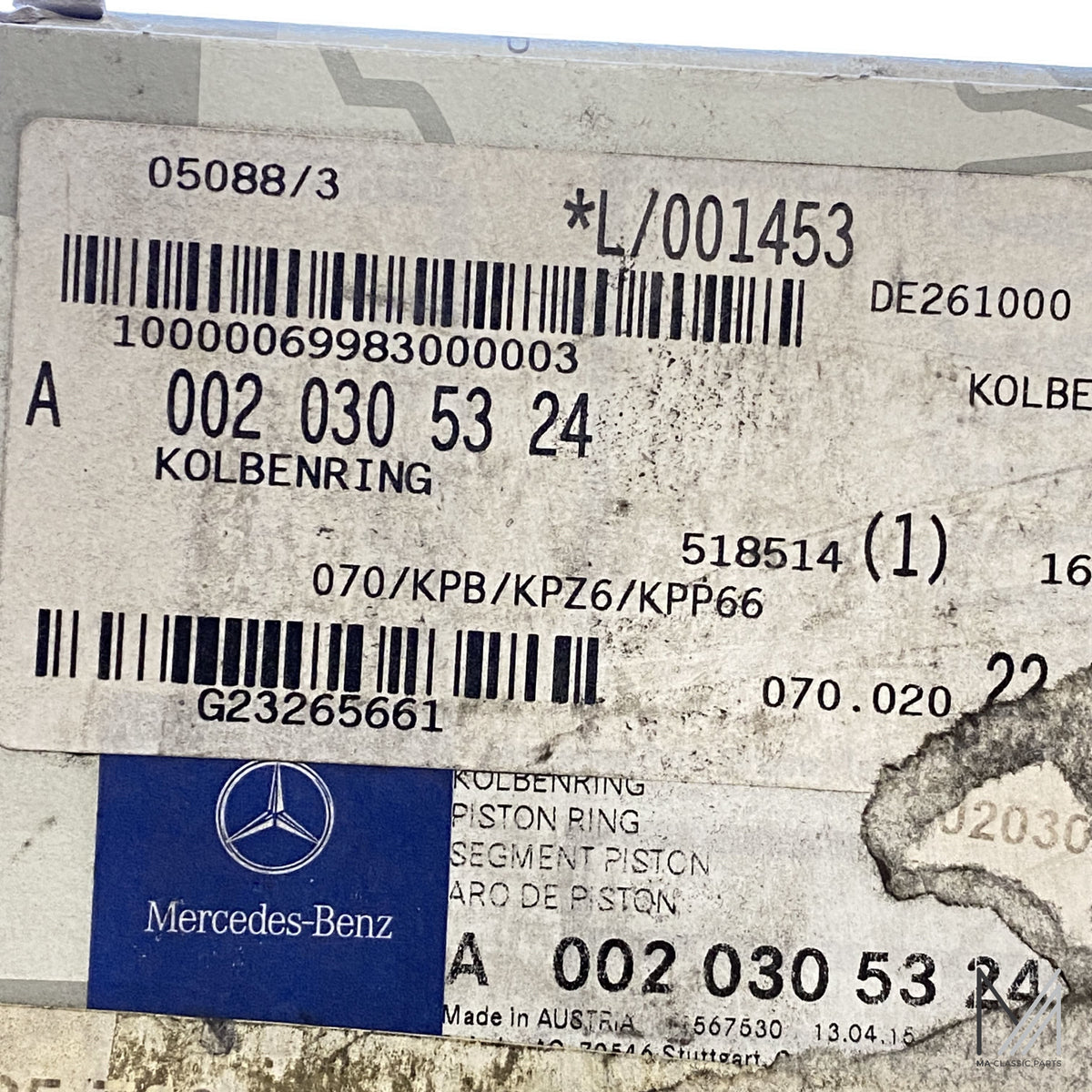 Mercedes-Benz OM601 OM602 OM603 OM605 OM606 Teilesatz Kolbenring NOS – A0020305324 – Ansicht 2