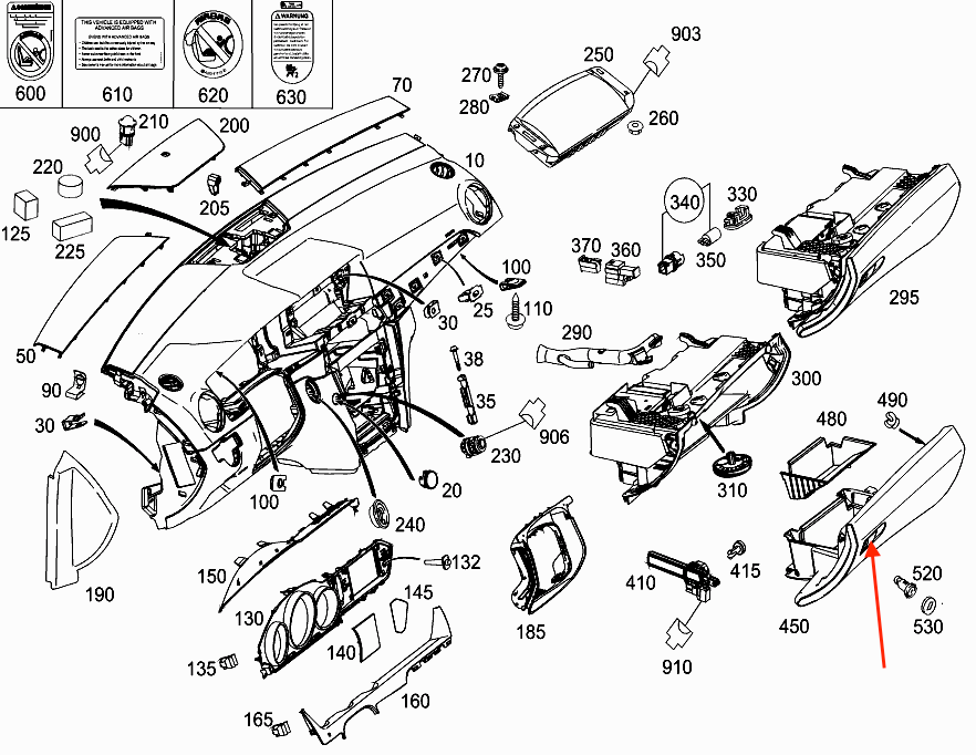 Mercedes-Benz W204 W211 Handschuh Bo Deckel Griff Knopf Öffner Schwarz – A2046800998 – Ansicht 4