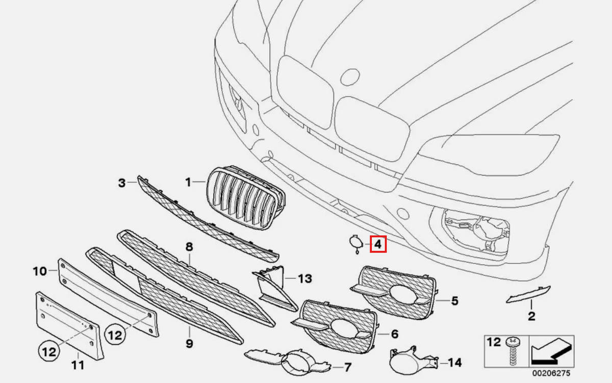 BMW X6 Abschleppösenabdeckung Stoßstange vorne E71 Grundiert – Ansicht 4