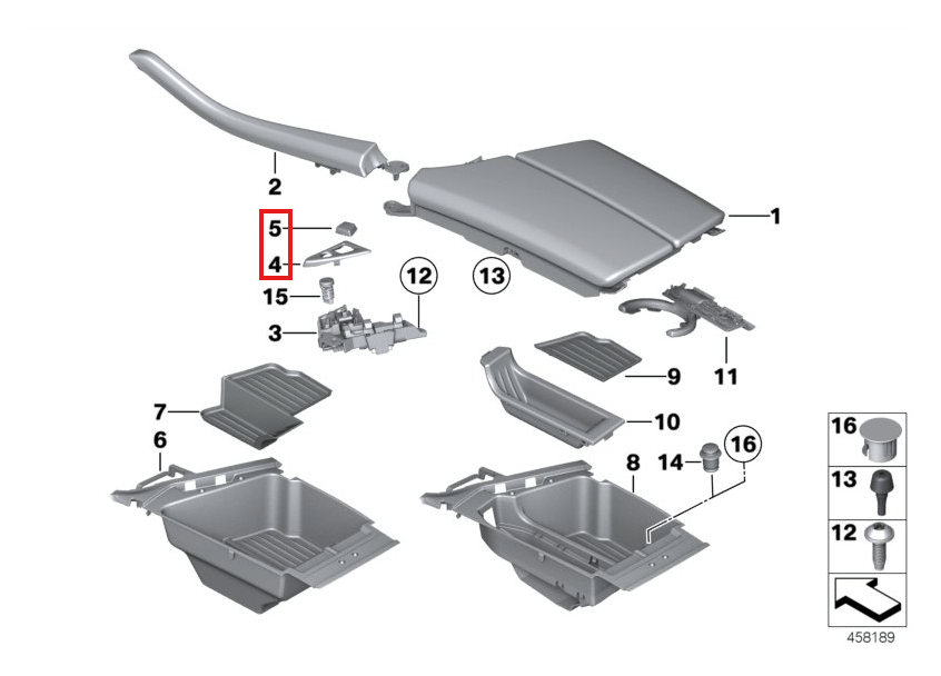BMW Mittelkonsole Abdeckung mit Schlossabdeckung 2er-Satz F10 F11 NEU – Ansicht 4