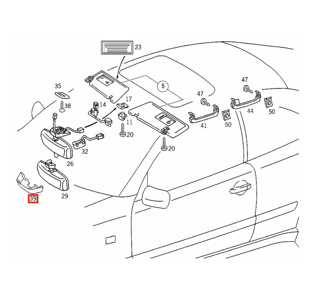 Mercedes-Benz Innenspiegel-Abdeckkappe CLK W208 NEU – A2088100087 – Ansicht 4