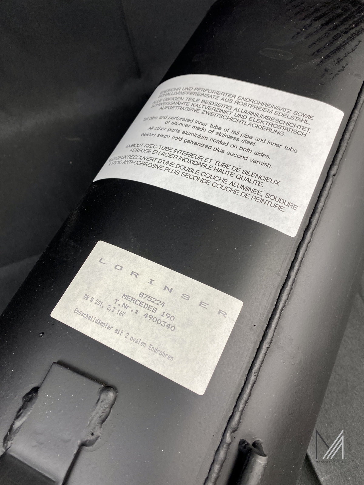 Original Lorinser W201 Endschalldämpfer 2.3-16V 2-flutig ovale Endrohre NOS – Ansicht 4