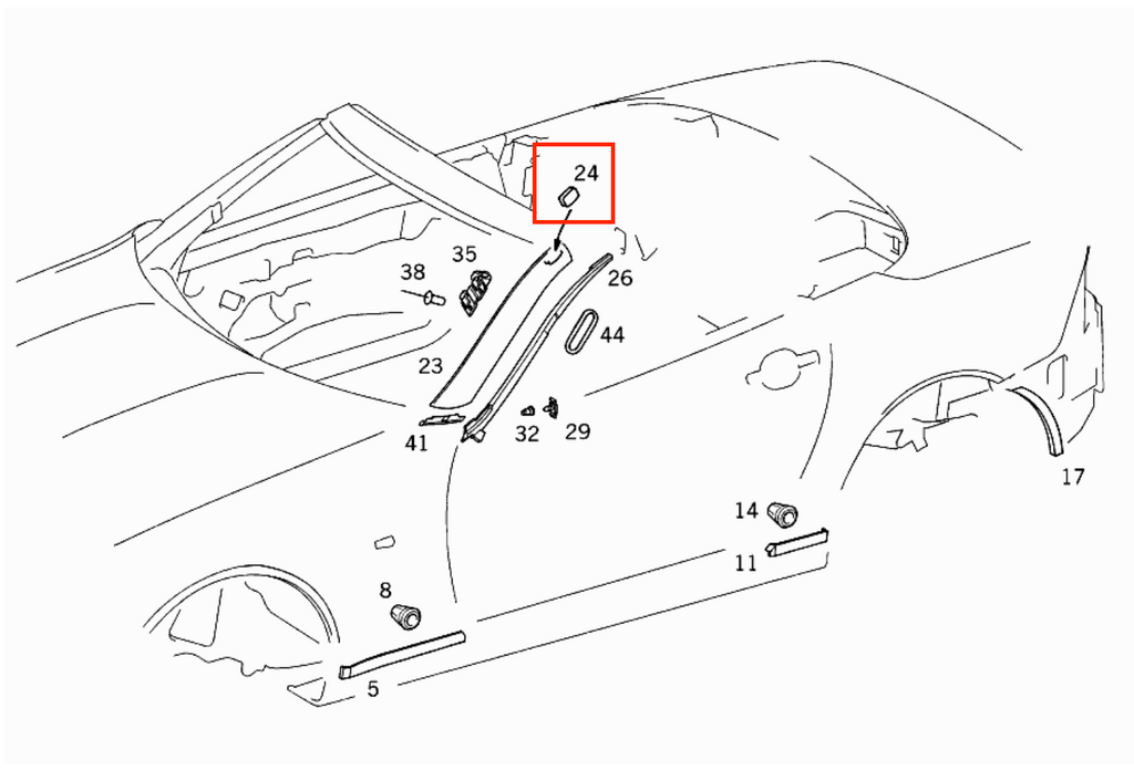 Mercedes-Benz R170 R230 Dach Träger Halterung Abdeckung Kappe Zierleiste Set – A1706980930 – Ansicht 3