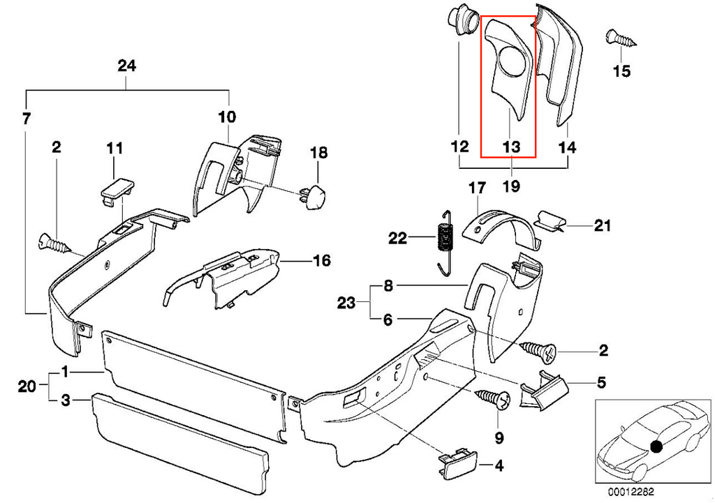 BMW E31 Sicherheitsgurt Umrandung Abdeckung Zierleiste li. od. re. – Ansicht 14