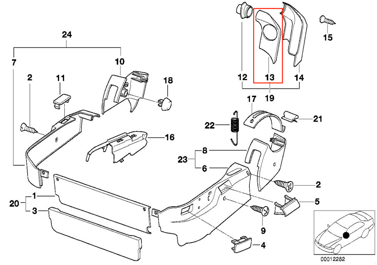 BMW E31 Sicherheitsgurt Umrandung Abdeckung Zierleiste li. od. re. – Ansicht 14