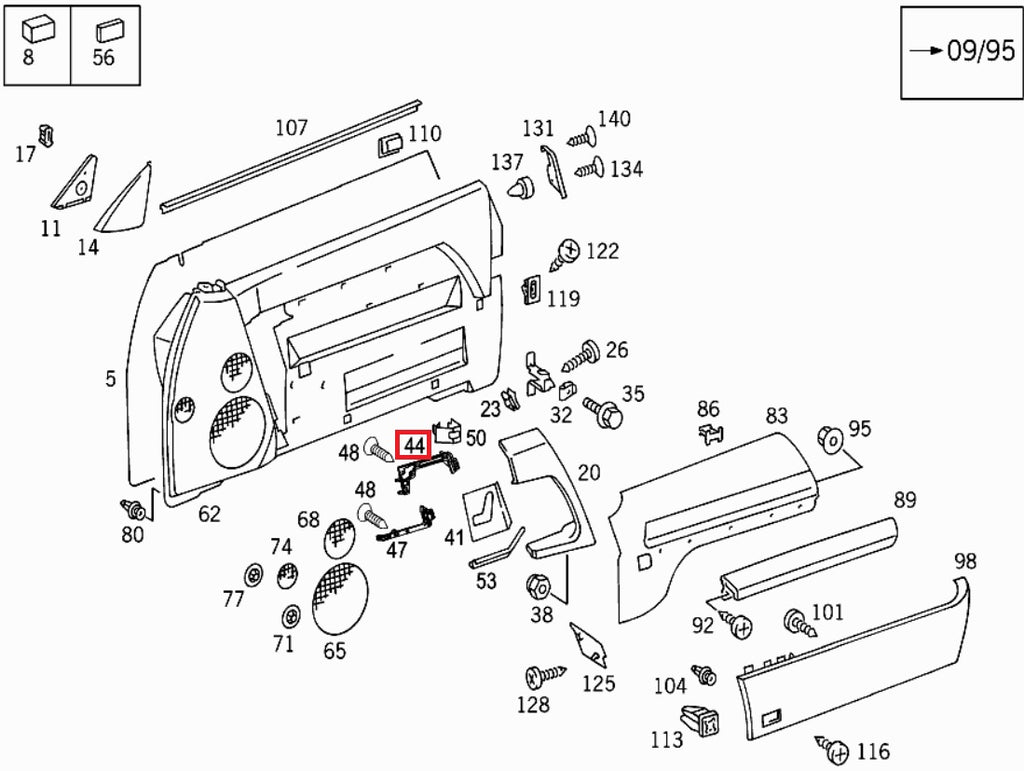 Mercedes-Benz R129 Tür Sitz Bedienung oben Rahmen Halterung li. od. re. Schwarz – A1297270111 – Ansicht 3