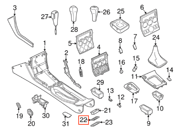 BMW Z3 Roadster hinten Schalter-Abdeckung – Ansicht 3
