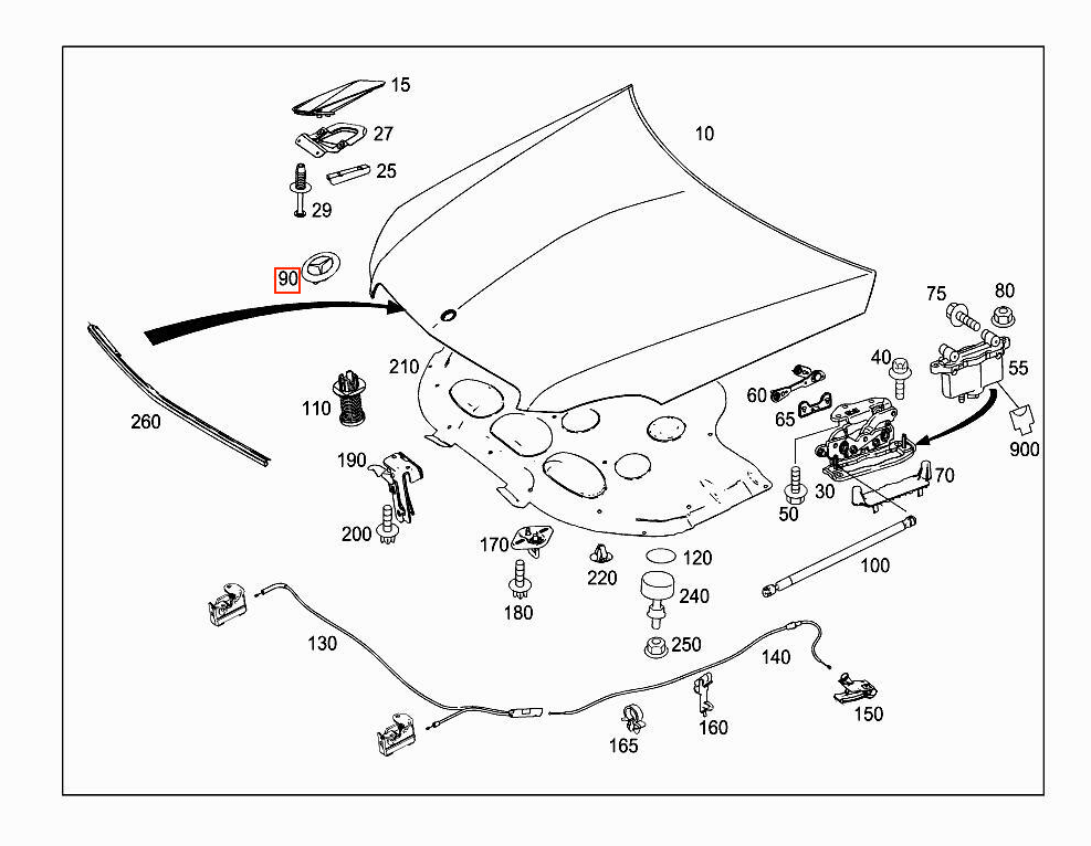 Mercedes-Benz Haubenstern W124 W140 W202 W203 W204 W208 W210 W211 W221 – A2048170616 – Ansicht 4