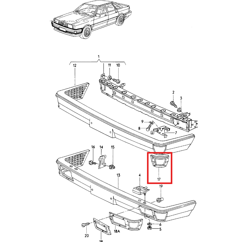 Audi Blinker-Rahmen Stoßstange vorne 80 90 B2 Coupe Avant Quattro NEU – Ansicht 9