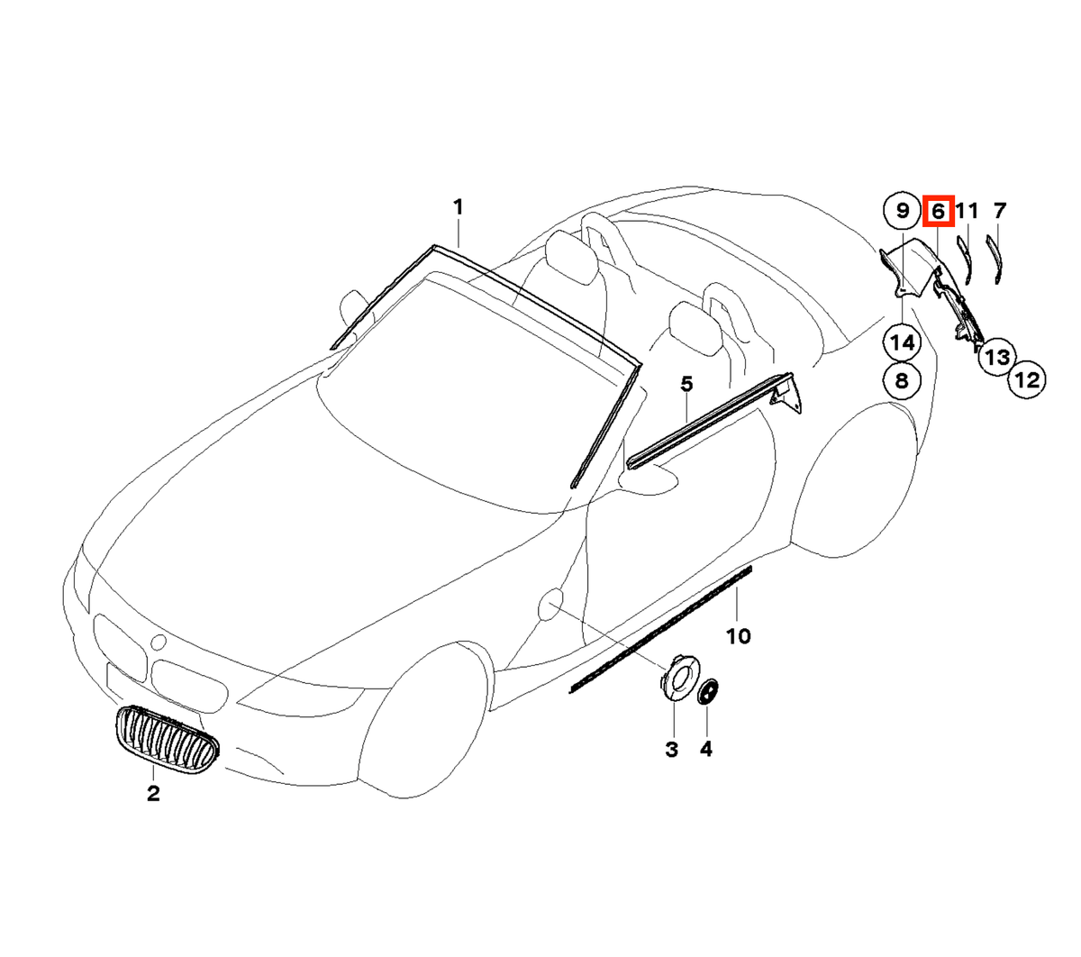BMW Z4 Rückleuchten-Zierrahmen E85 NEU – Ansicht 4