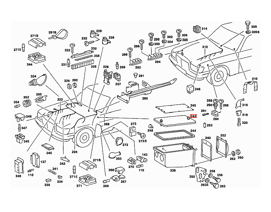 Mercedes-Benz W116 Sicherungskasten-Abdeckung Schwarz – A1165400182 – Ansicht 5
