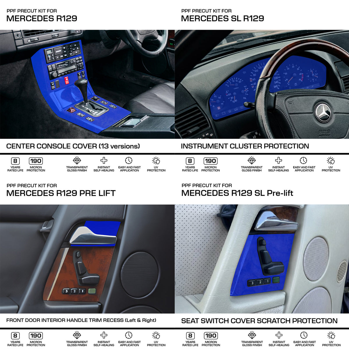 Mercedes-Benz PPF-Schutzfolien Innenraum-Set 6-tlg. Memory R129 SL NEU – Ansicht 2