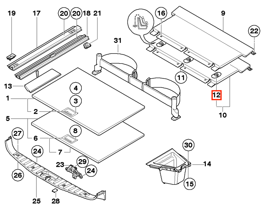 BMW Abdeckung Kindersitz-Befestigung Kofferraum E34 E46 E91 X3 NEU – Ansicht 4
