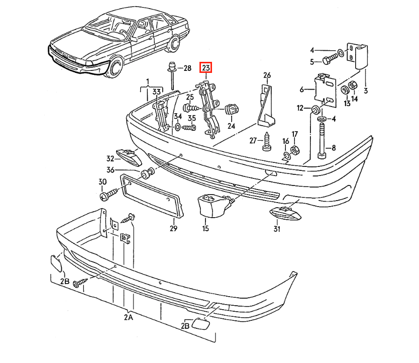 Audi 100/200 80 90 A6 80 Stoßstange Befestigung Halterung li. od. re. Schwarz – Ansicht 4