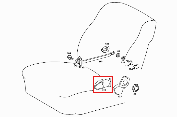 Mercedes-Benz Unten Part Sitzlehnen-Beschlag Sitz C123 – A1239184730 – Ansicht 4