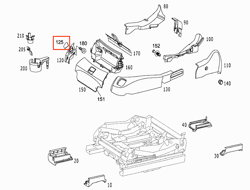 Mercedes-Benz R230 Sitz Abdeckung - vorne innen - li. od. re. - ( 350 500 ) – A2309184730 – Ansicht 11