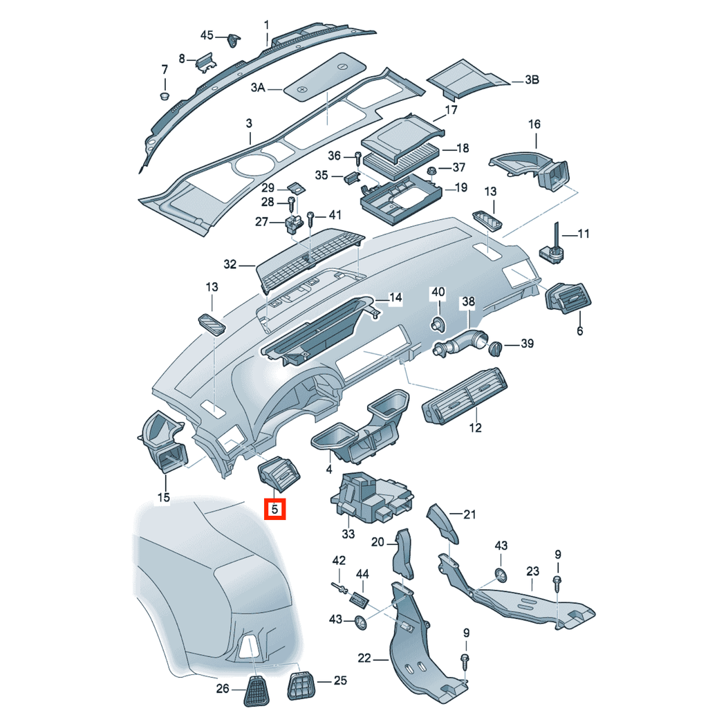 Audi Zusatzinstrument-Halter mit Luftdüse Armaturenbrett A4 B6 B7 NEU – Ansicht 6
