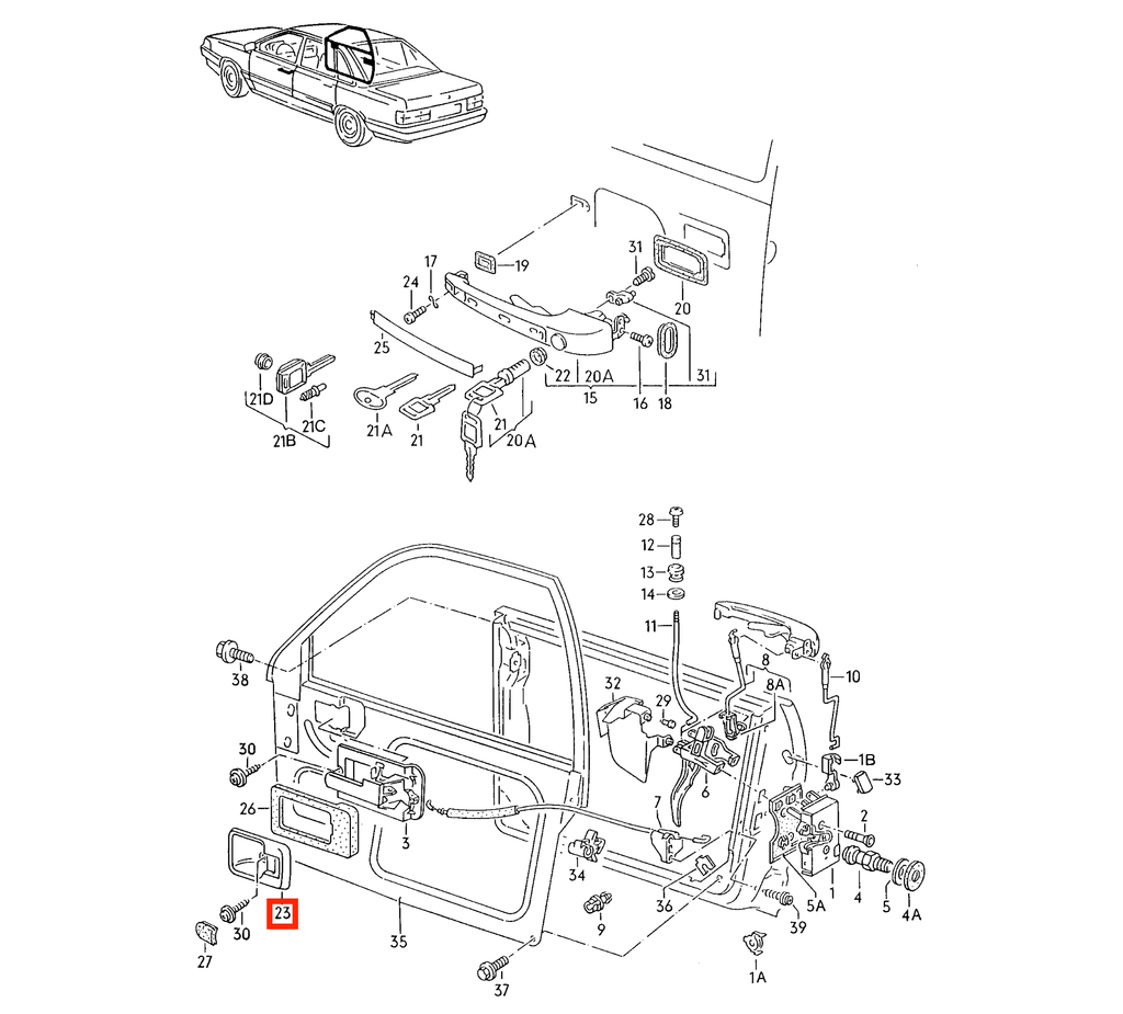 Audi Türinnengriff-Gehäuse 80 90 100 200 5000 UrQuattro NEU – Ansicht 5