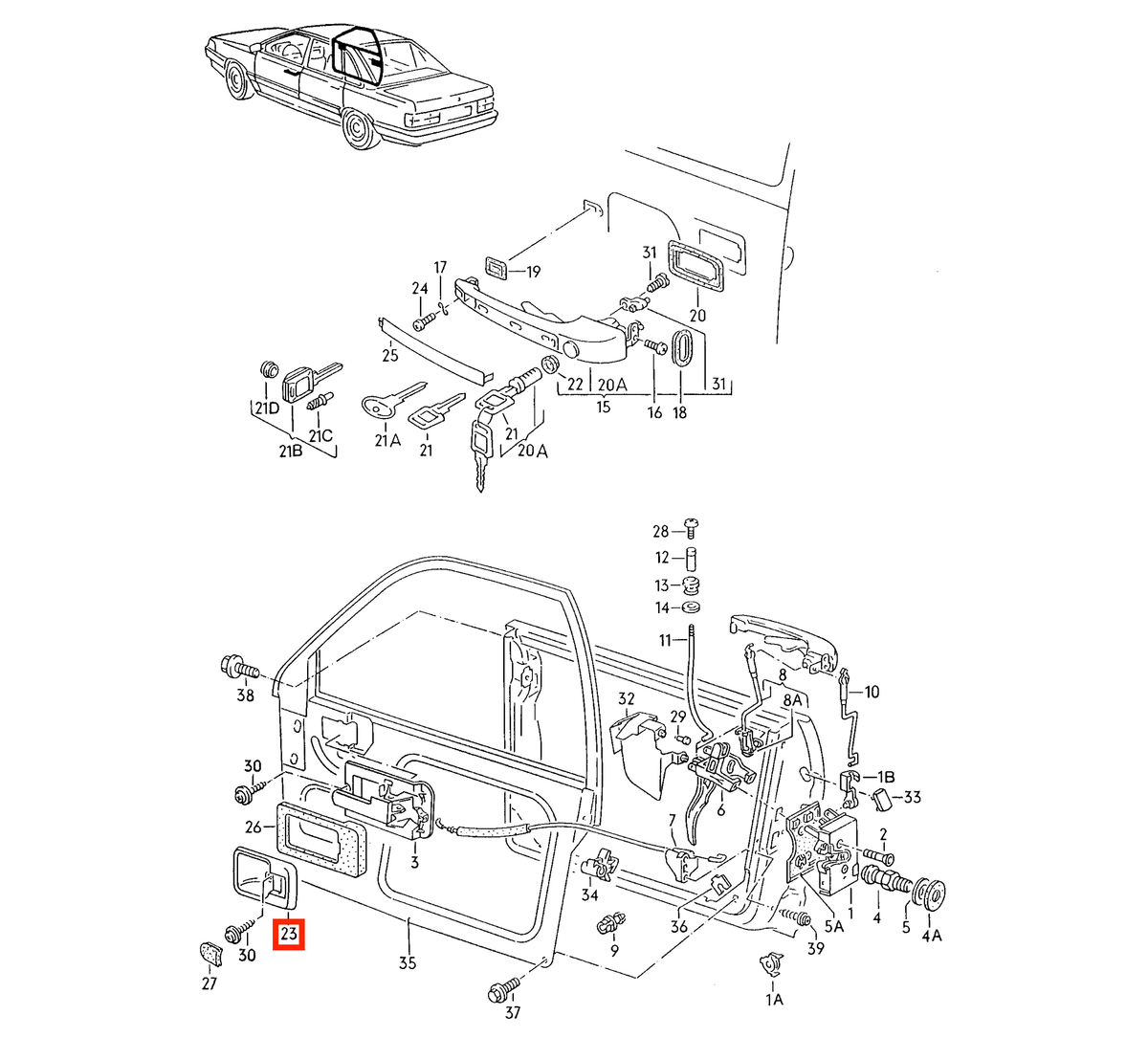 Audi Türinnengriff-Gehäuse 80 90 100 200 5000 UrQuattro NEU – Ansicht 5