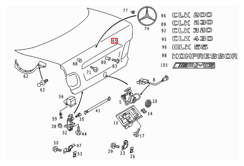 Mercedes-Benz Kofferraumdeckel-Zierleiste CLK W208 Grundiert – A2087580438 – Ansicht 4