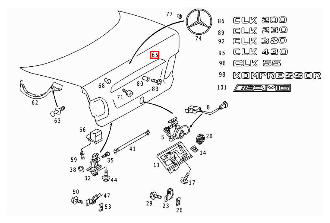 Mercedes-Benz Kofferraumdeckel-Zierleiste CLK W208 Grundiert – A2087580438 – Ansicht 4