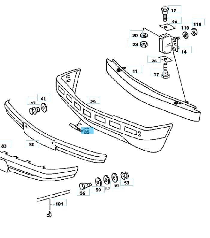 Mercedes-Benz W201 Abdeckung Stoßstange Abschlepphaken NEU – A2018800005 – Ansicht 7