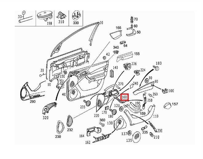 Mercedes-Benz Türzuziehgriff innen vorne W220 NEU – A2208100154 – Ansicht 4