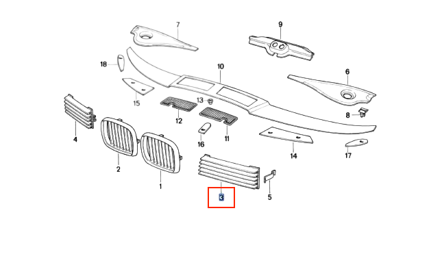 BMW E31 Vorne Stoßstange Luft Inlet Grill li. od. re. Schwarz – Ansicht 4