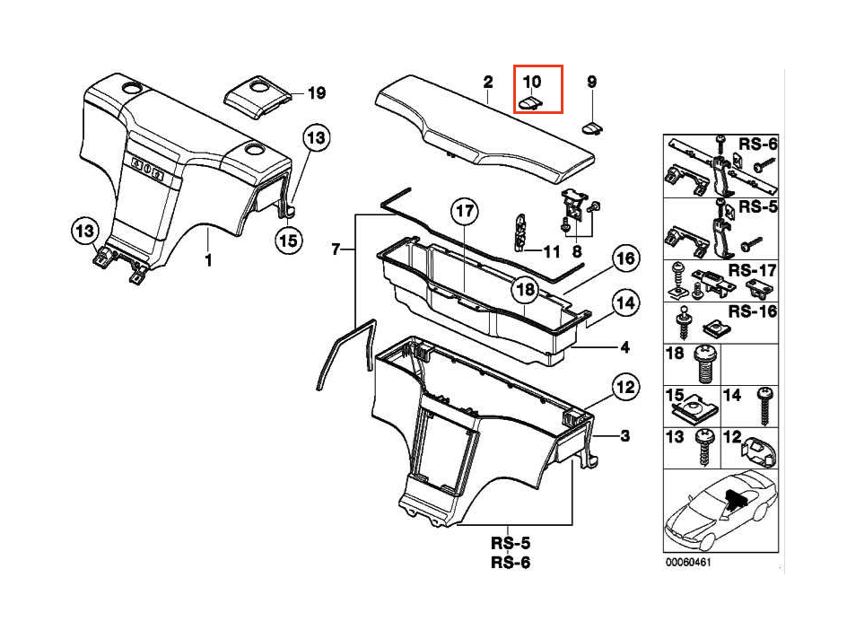 BMW Z3 Mittel Oddments Box Abdeckung Zierleiste – Ansicht 13