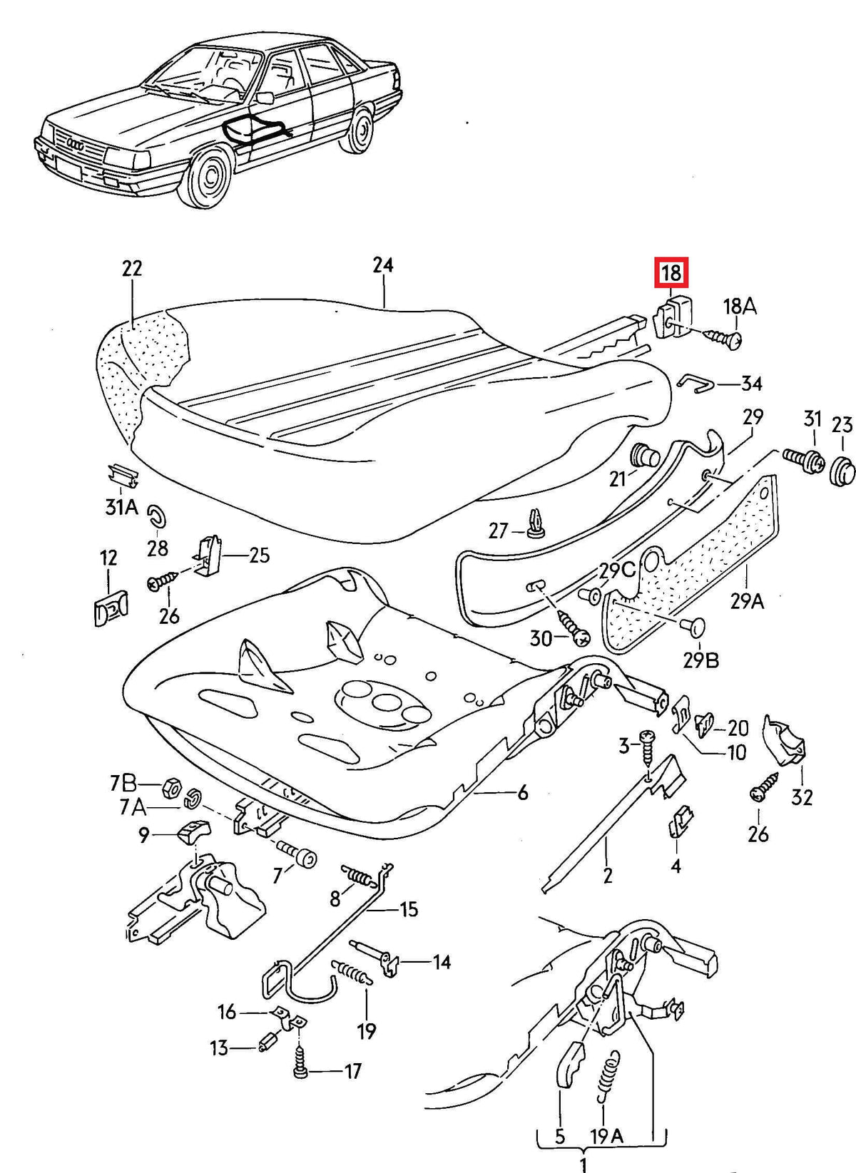 Audi Führungsschienen-Kappe links und rechts 80 90 B2 VW Golf 2 NEU – Ansicht 4