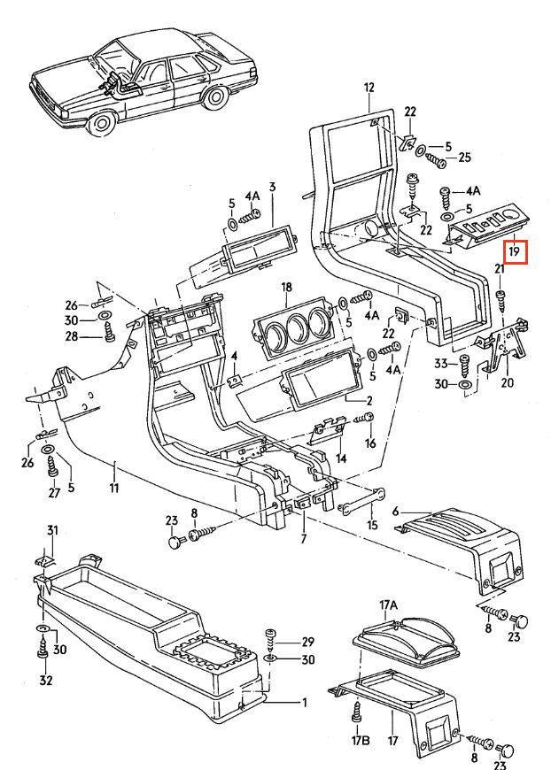 Audi 80 80 Coupé vorne Mittel Konsole Fenster Schalter Schwarz 811863322A – Ansicht 2