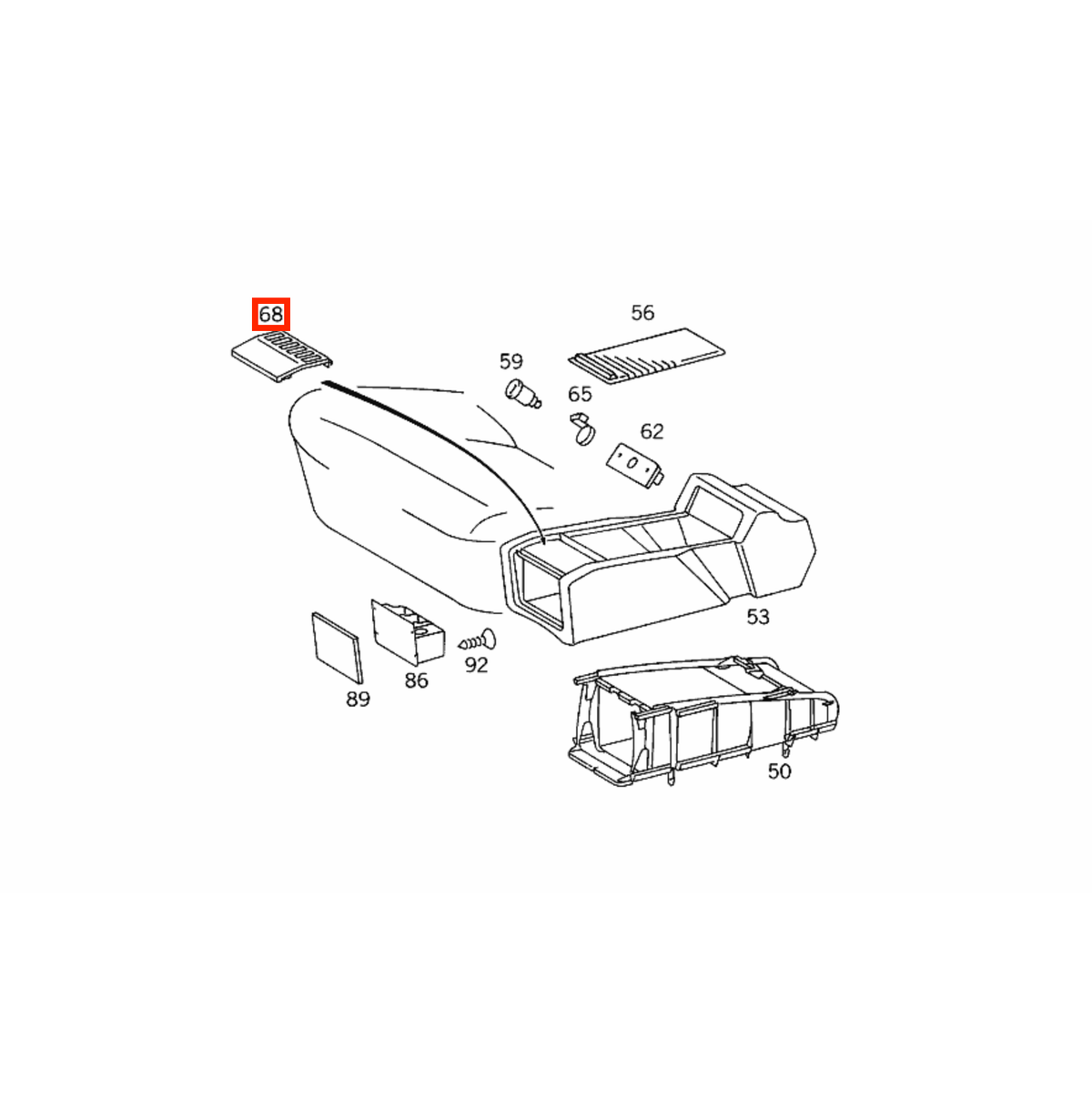 Mercedes-Benz Reparatursatz Schalterblende Mittelkonsolenbox hinten C140 NEU – A1408430200 – Ansicht 4