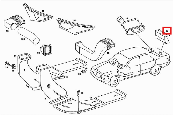Mercedes-Benz Kofferraum-Entlüftungsventil 190E Schwarz W201 – A2018300242 – Ansicht 5