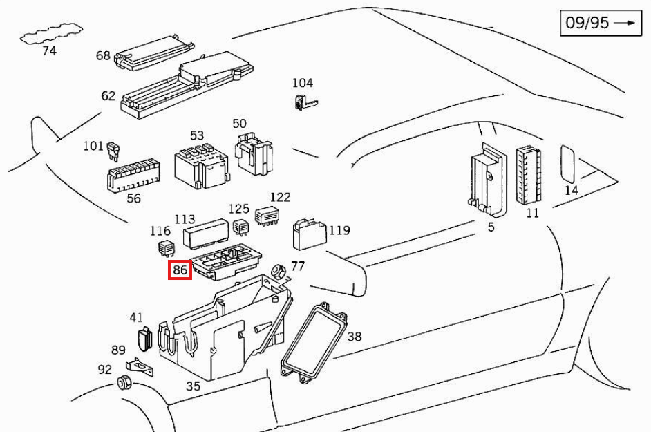Mercedes-Benz Sicherungskasten-Halterung schwarz R129 – A1295450140 – Ansicht 5