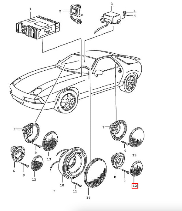 Porsche 928 Vordertür-Gitterabdeckung Schwarz – Ansicht 4
