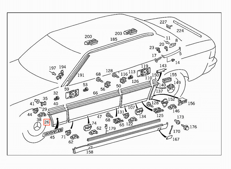 Mercedes-Benz Vorne Kotflügel Mitte Verkleidung Zierleiste W124 – A1246901062 – Ansicht 8