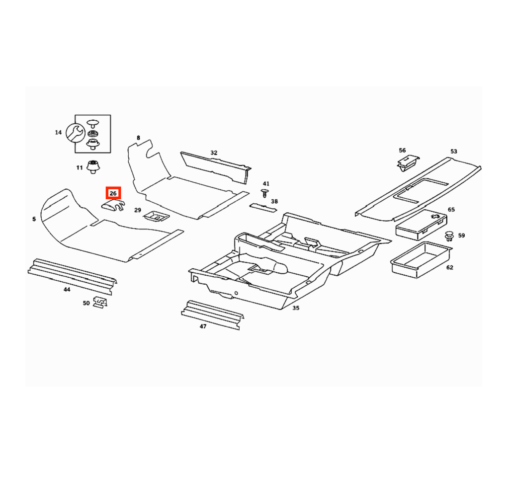Mercedes-Benz Sitzschienen-Abdeckung vorne W124 W201 NEU – A1246842118 – Ansicht 4