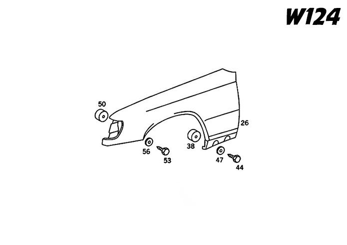 Mercedes-Benz W124 W201 Breit Kotflügel Distanzstück Kit Set Weiß – A1248800197 – Ansicht 2