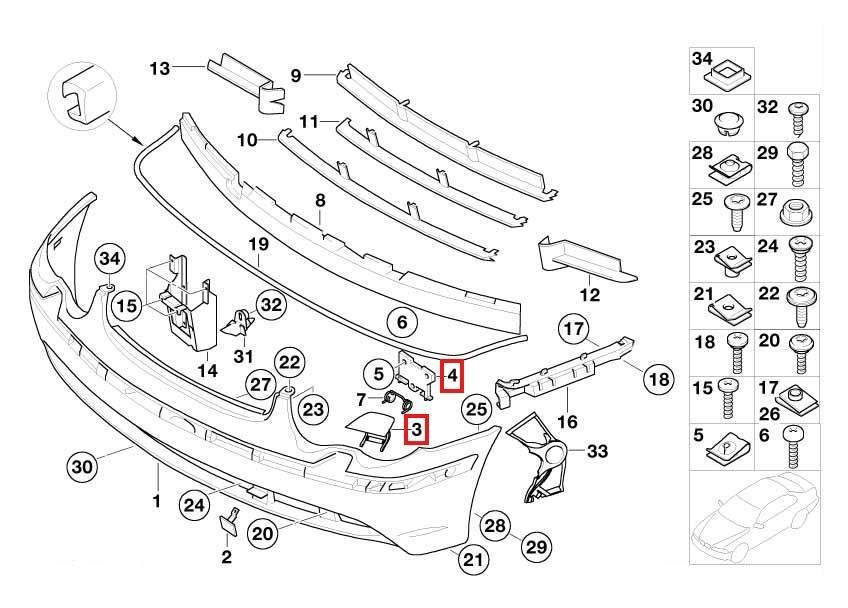 BMW 7er Scheinwerferwaschdüsen-Abdeckung E65 E66 E67 E68 Grundiert – Ansicht 5