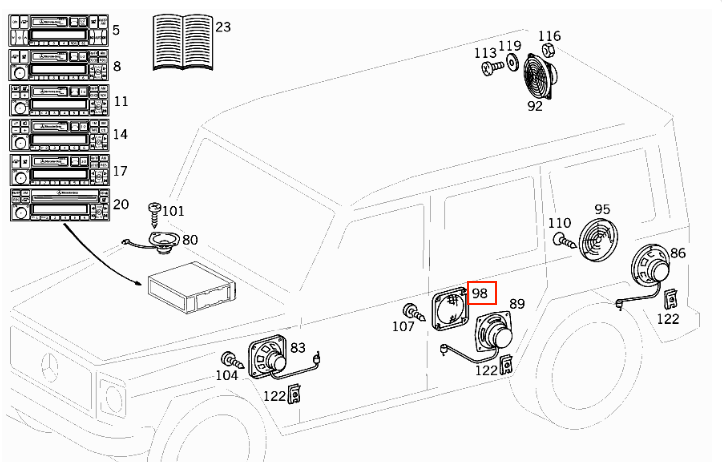 Mercedes-Benz diverse Modelle Lautsprecher Abdeckung (G-Klasse, 300GE, G320, – A0008202812 – Ansicht 5