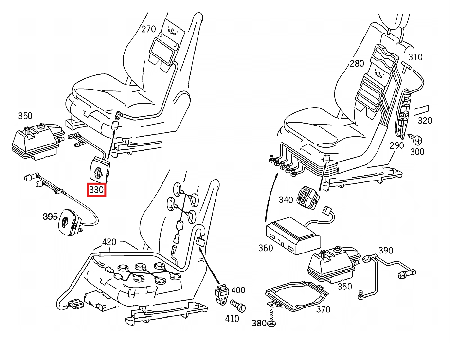 Mercedes-Benz Vorne Lumbar Bedien Schalter W215 W220 R230 – A2208000878 – Ansicht 4