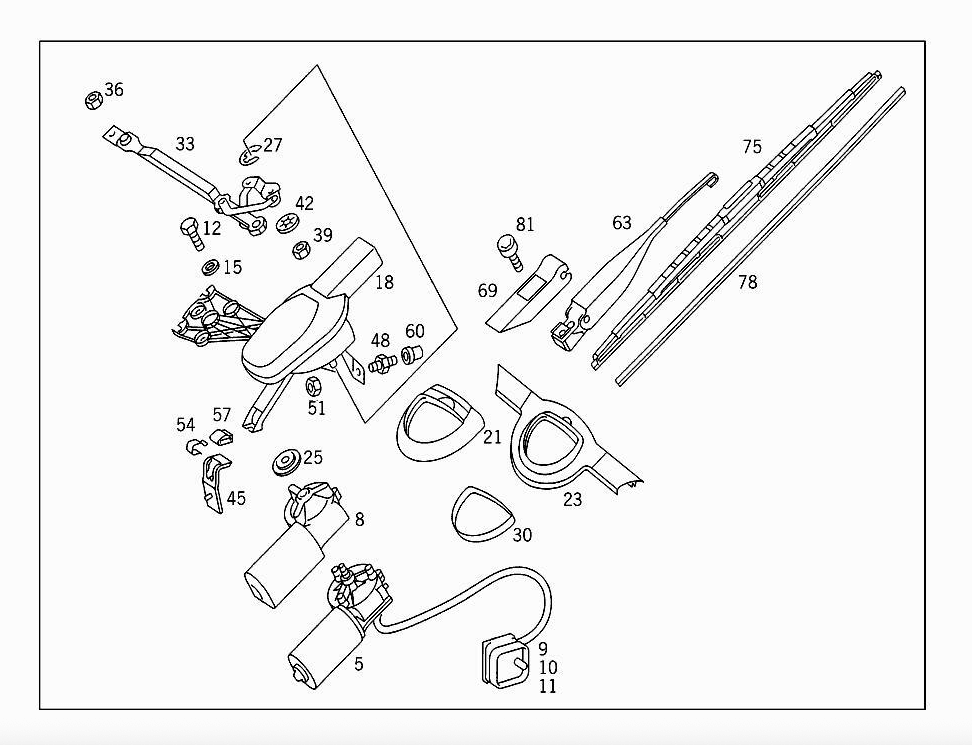 Mercedes-Benz Scheibenwischer-Gestänge vorne W124 – A1248202307 – Ansicht 6