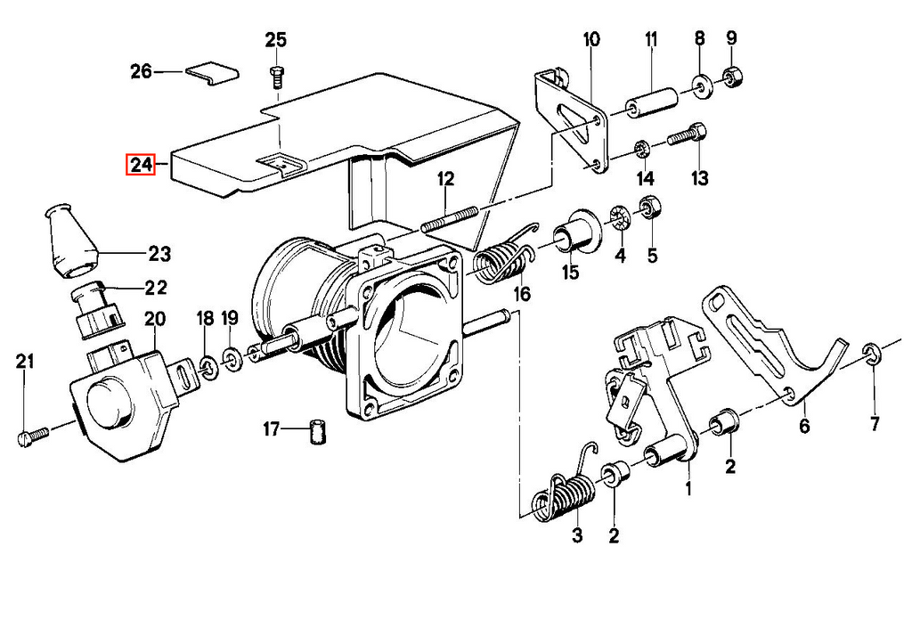 BMW E24 E28 E32 E34 Throttle Gehäuse Baugruppe Abdeckung Schwarz – Ansicht 4