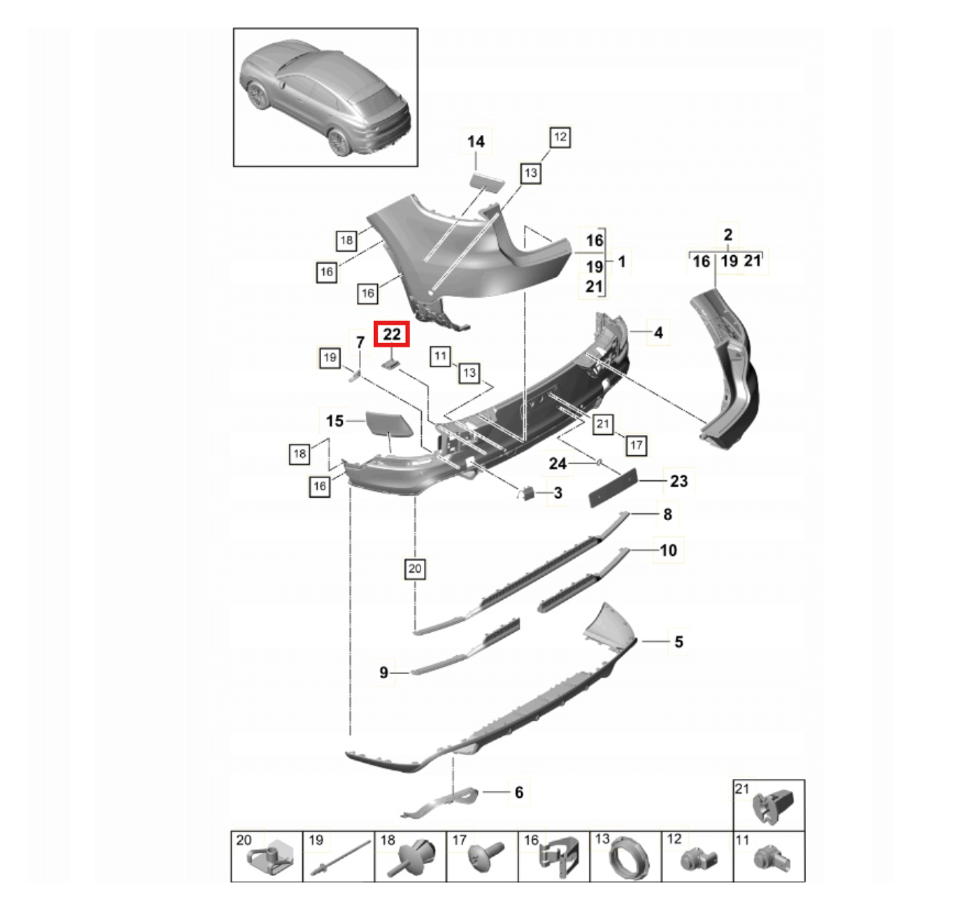 Porsche Halter Heckklappen-Bewegungssensor unten Cayenne 958 NEU – Ansicht 4