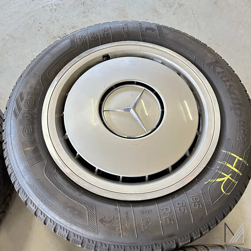 Mercedes-Benz W124 Stahlfelgen Satz 15 Zoll mit Radzierblenden + Winterreifen – A1244010924 – Ansicht 4